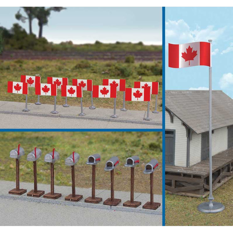 Walthers Flags (11) and Mailboxes (8) -- Canadian Flags, 1965-Present