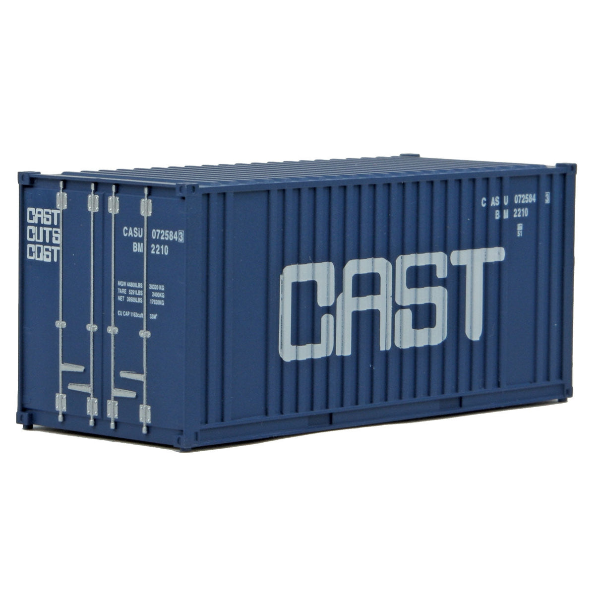 Walthers 20' Corrugated Container with Flat Panel - Assembled -- CAST (blue, white)