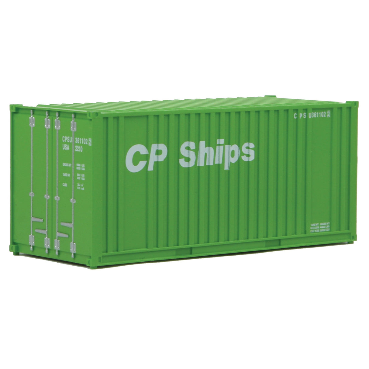 Walthers 20' Corrugated Container with Flat Panel - Assembled -- CP Ships (green, white)