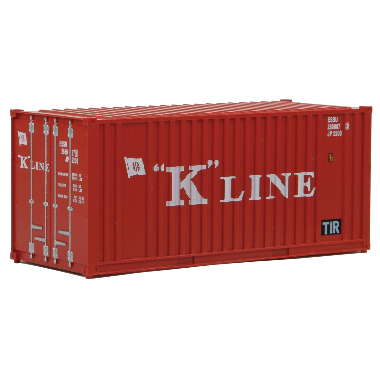 Walthers 20' Corrugated Container with Flat Panel - Assembled -- K-Line (red, white)