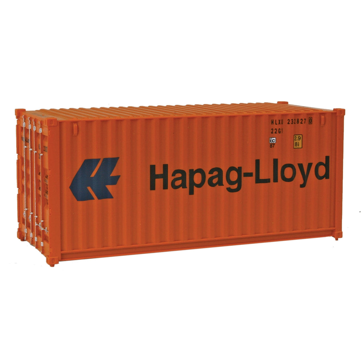 Walthers 20' Corrugated Container - Assembled -- Hapag-Lloyd (orange, blue)