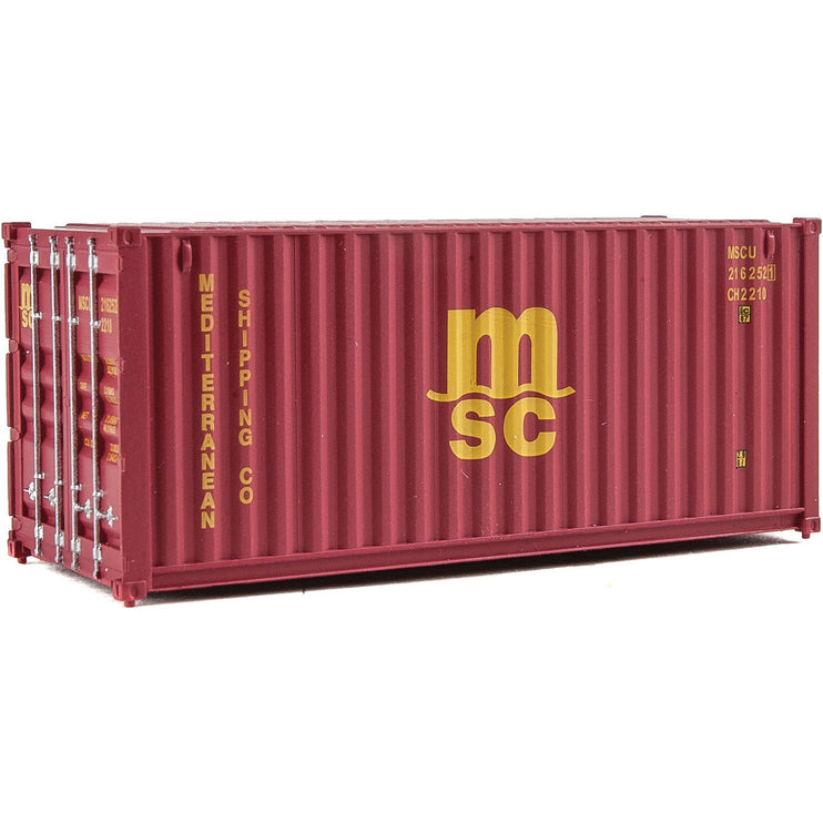 Walthers 20' Corrugated Container - Assembled -- Mediterranean Shipping Co. (MSC) (red)