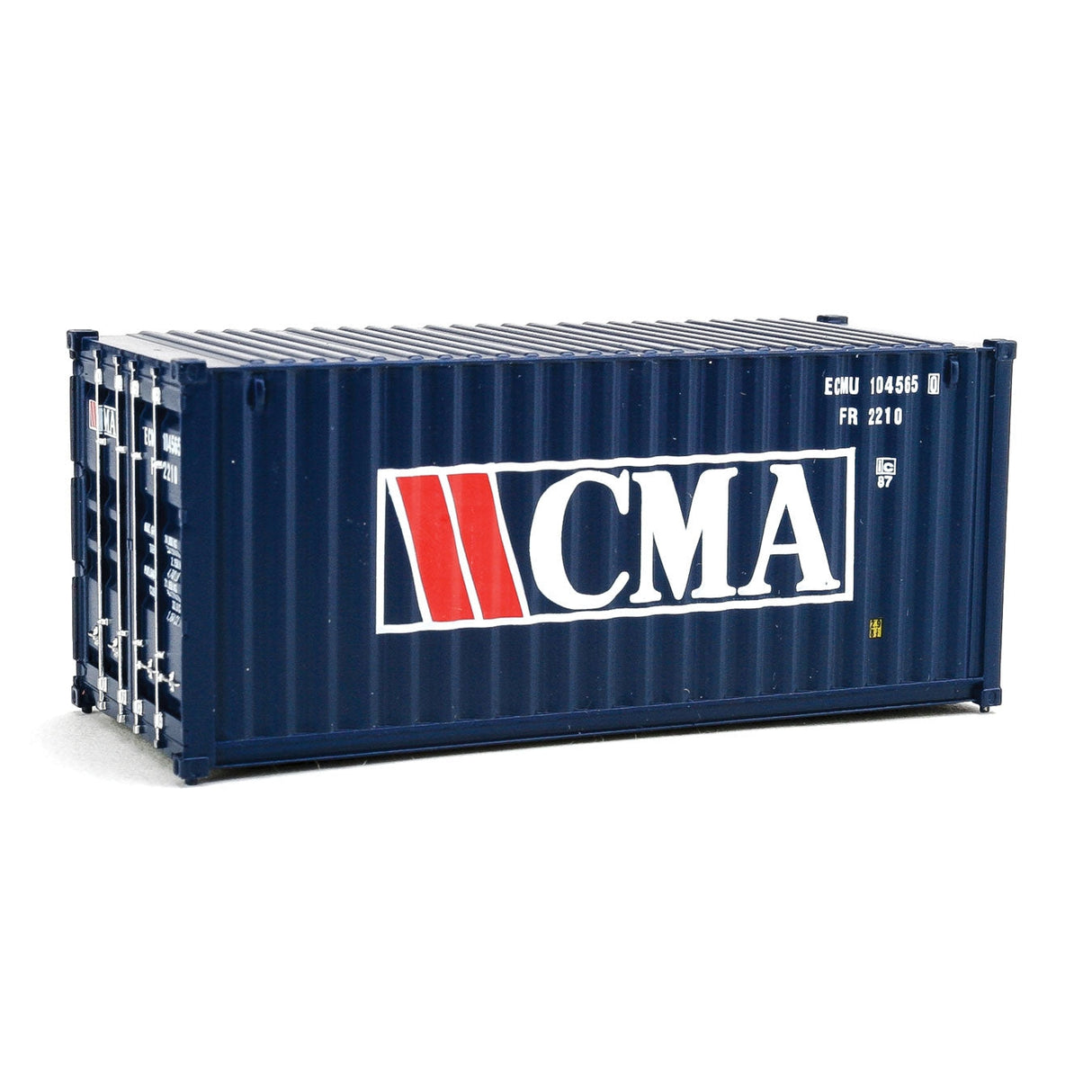 Walthers 20' Corrugated Container - Assembled -- CMA (blue, white, red)