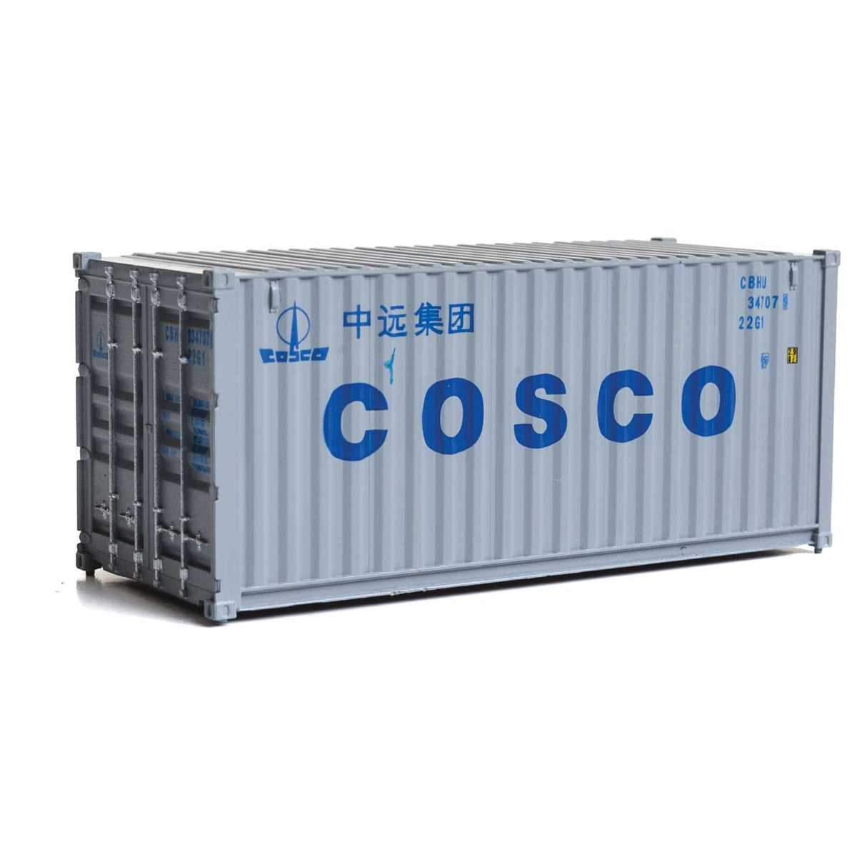 Walthers 20' Corrugated Container - Assembled -- China Ocean Shipping Company (gray, blue)