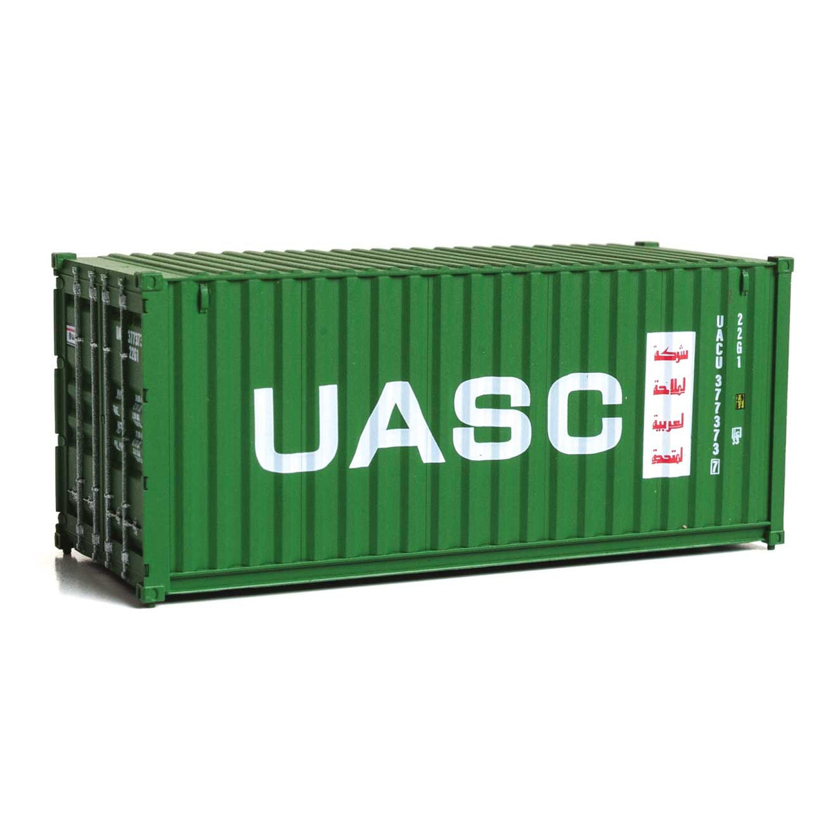 Walthers 20' Corrugated Container - Assembled -- UASC (green, white, red)