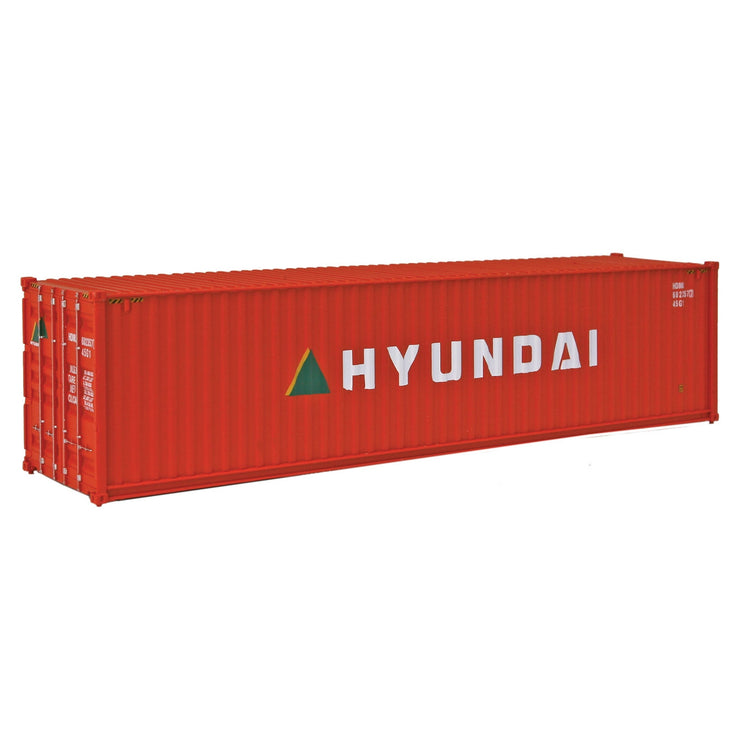 Walthers 40' Hi Cube Corrugated Side Container - Assembled -- Hyundai (orange, white, green, yellow)