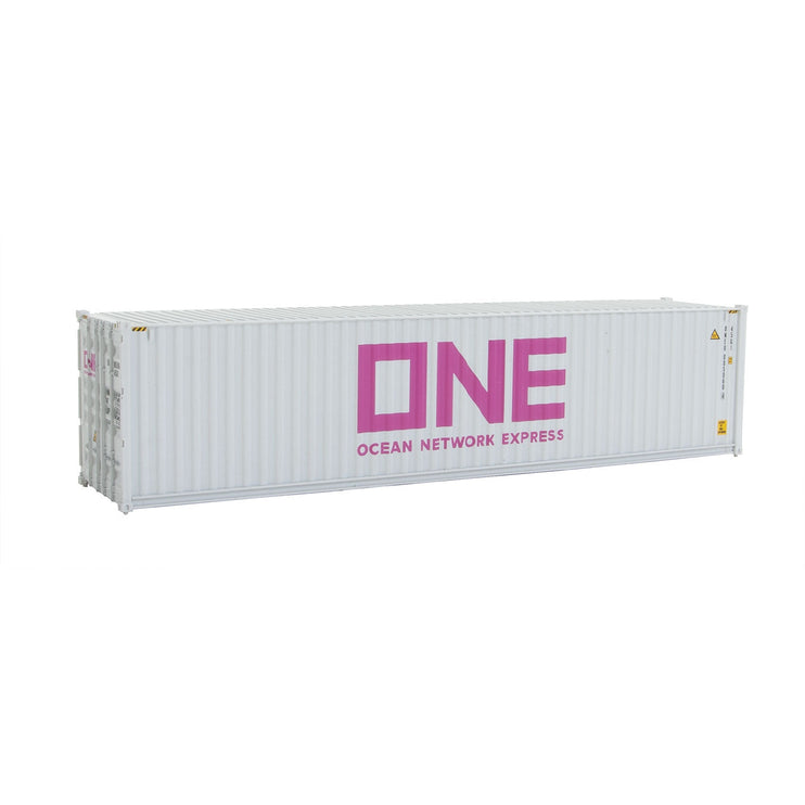 Walthers 40' Hi-Cube Corrugated-Side Container - Assembled -- Ocean Network Express - ONE (white, magenta)