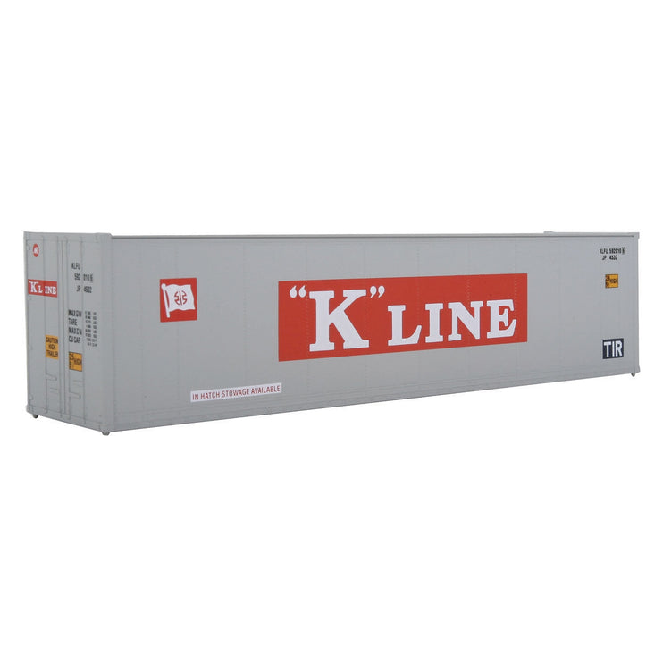 Walthers 40' Hi Cube Smooth Side Reefer Container - Assembled -- K-Line (grey, red, white)