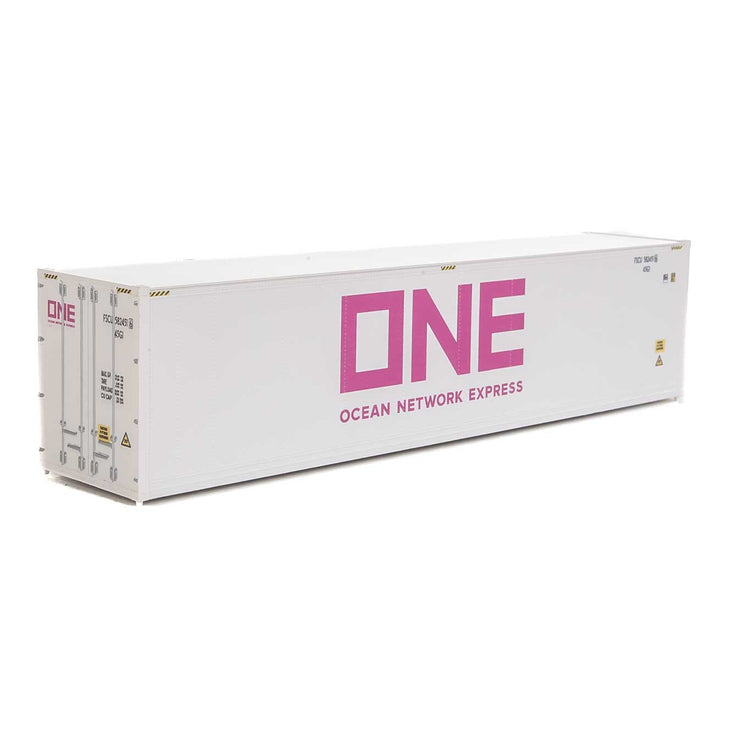 Walthers 40' Hi-Cube Smooth-Side Reefer Container - Assembled -- Ocean Network Express - ONE (white, magenta)