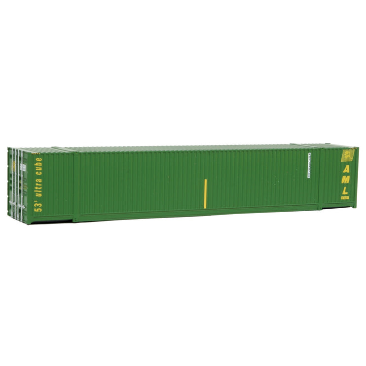 Walthers 53' Singamas Corrugated-Side Container - Ready to Run -- Alaska Marine Lines (green, yellow)