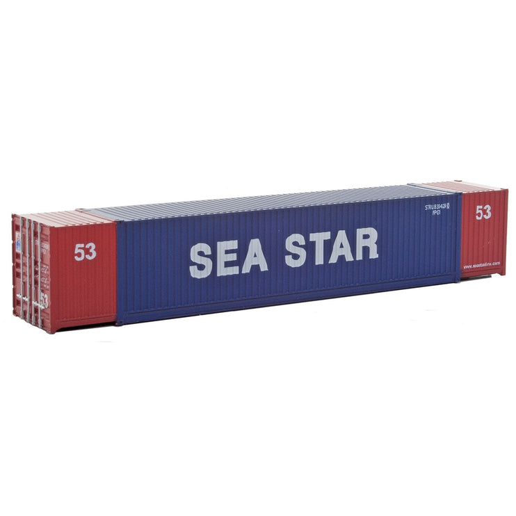 Walthers 53' Singamas Corrugated-Side Container - Ready to Run -- Sea Star (blue, red, white)