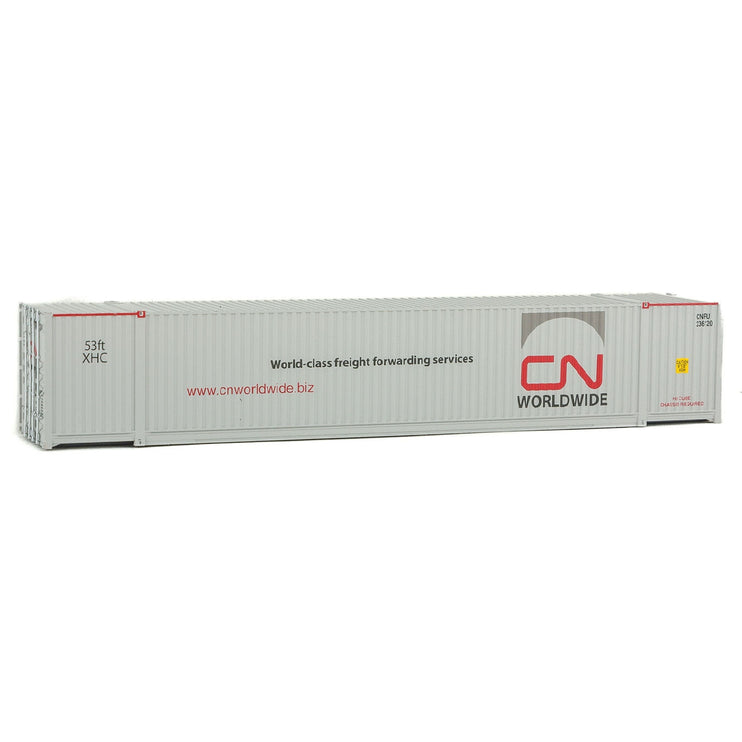 Walthers 53' Singamas Corrugated-Side Container - Assembled -- Canadian National (white, gray, red; Worldwide Logo)