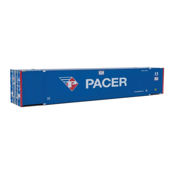 Walthers 53' Singamas Corrugated-Side Container - Assembled -- Pacer (blue, white, red)