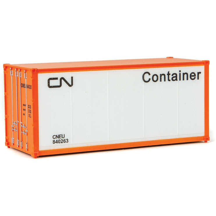 Walthers 20' Smooth-Side Container - Ready to Run -- Canadian National (white, black; Noodle Logo)