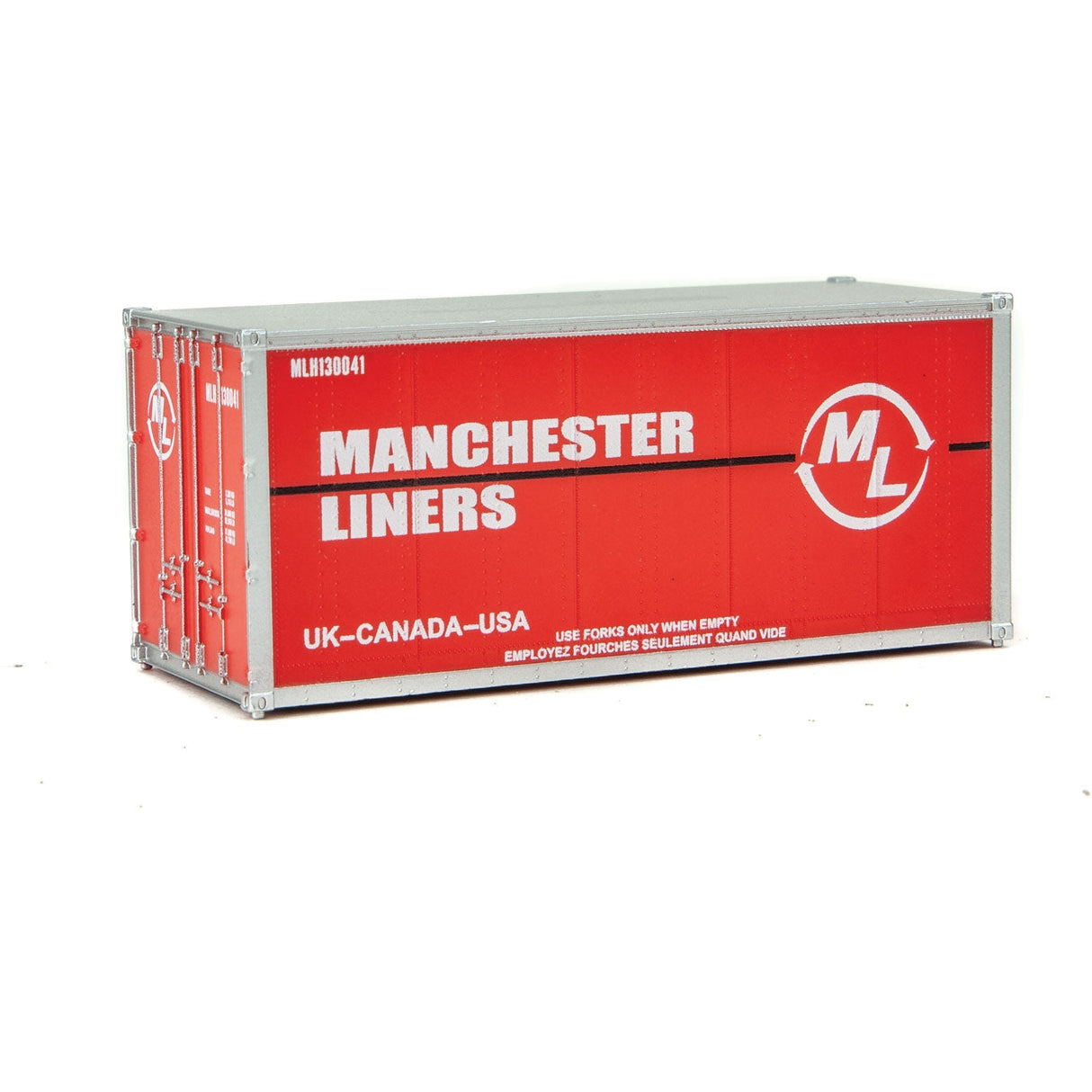 Walthers 20' Smooth-Side Container - Ready to Run -- Manchester Liners (red, white)