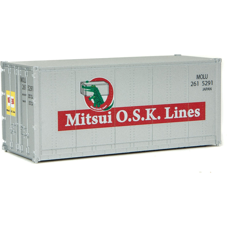 Walthers 20' Smooth-Side Container - Ready to Run -- Mitsui OSK Lines (gray, Alligator Logo)