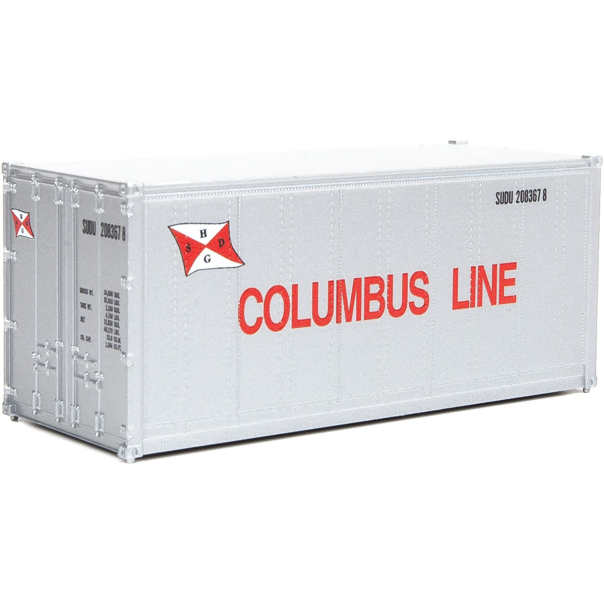 Walthers 20' Smooth-Side Container - Ready to Run -- Columbus Line (white, red)