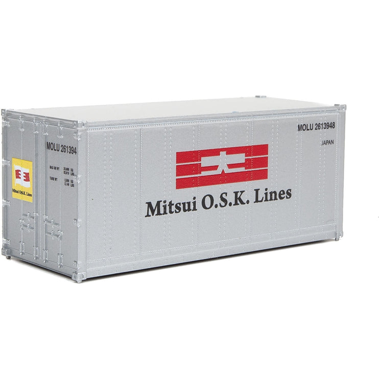 Walthers 20' Smooth-Side Container - Ready to Run -- Mitsui OSK (white, blue, red)