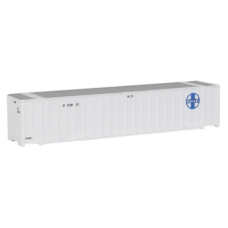 Walthers 48' Ribbed Side Container - Assembled -- Santa Fe (white, blue)