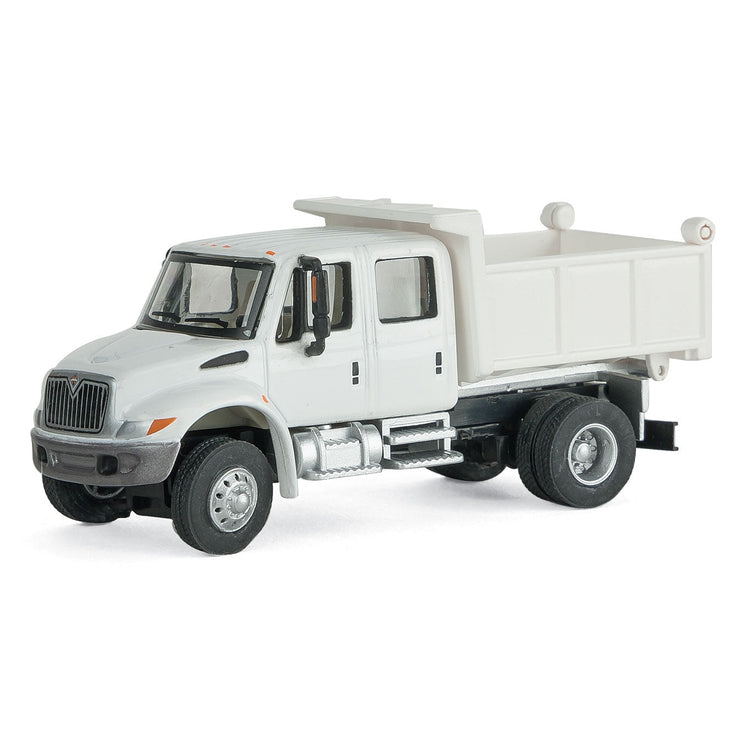 Walthers International(R) 4300 Crew Cab Dump Truck - Assembled -- White w/Railroad Maintenance-of-Way Logo Decals