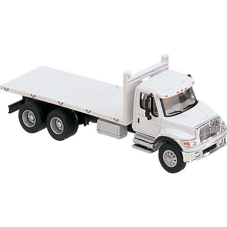 Walthers International(R) 7600 3-Axle Flatbed Truck - Assembled -- White with Railroad Maintenance-of-Way Logo Decals