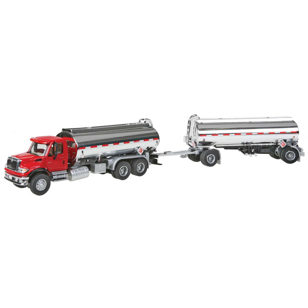 Walthers International(R) 7600 Tank Truck w/Trailer - Assembled -- Al's Victory Service, Interstate Oil & Winner's Circle decals (red, chrome)