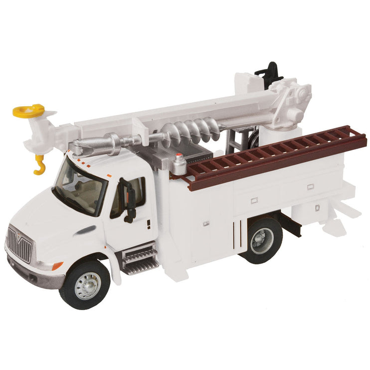 Walthers International(R) 4300 Utility Truck w/Drill - Assembled -- White w/Railroad Maintenance-of-Way Logo Decals