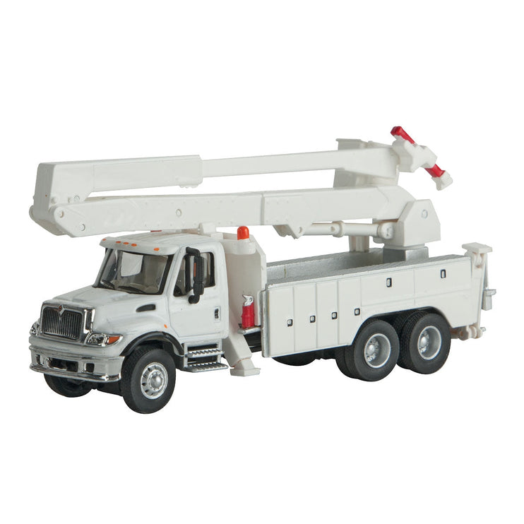 Walthers International(R) 7600 Utility Truck w/Bucket Lift - Assembled -- White, Railroad Maintenance-of-way Logo Decals