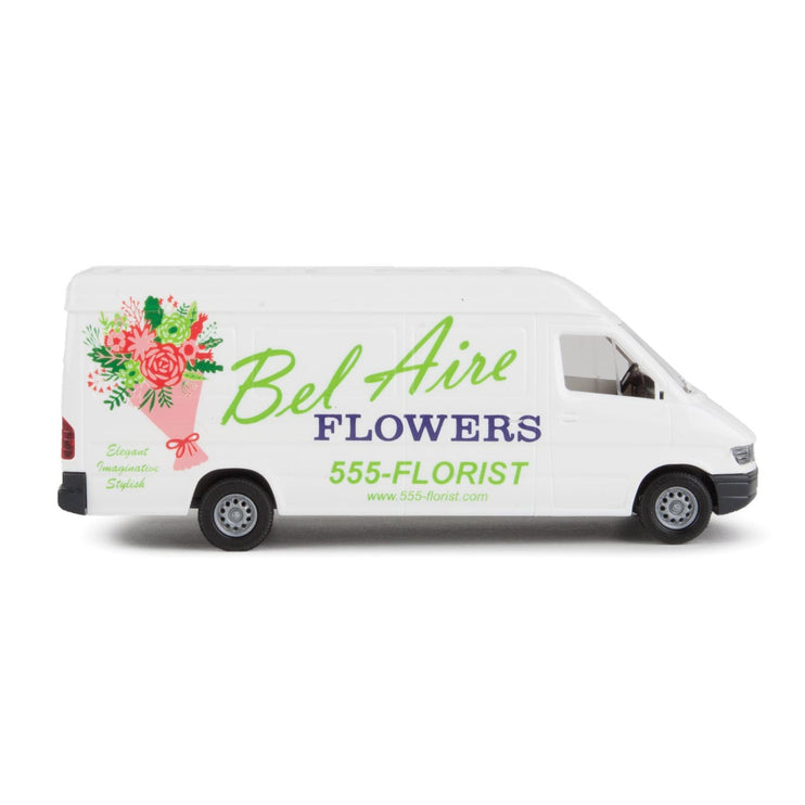 Walthers Delivery Van - Assembled -- Bel Aire Flowers (white, green, red)