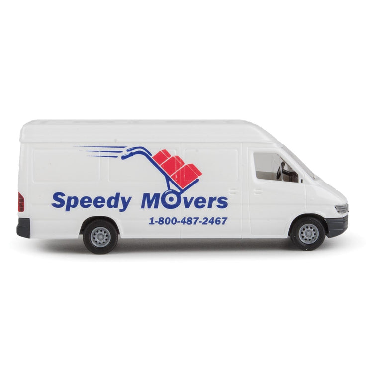 Walthers Service Van - Assembled -- Speedy Movers (white, blue, red)