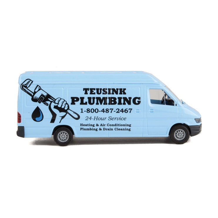 Walthers Service Van - Assembled -- Teusink Plumbing (light blue, black)