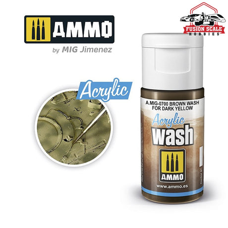 Ammo Mig Brown for Dark Yellow Acrylic Wash - Fusion Scale Hobbies