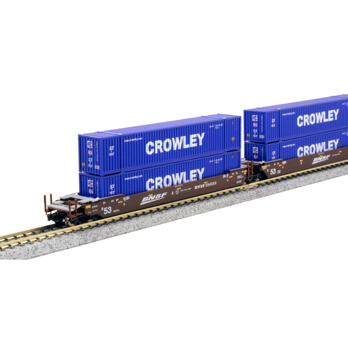 Kato N Scale BNSF Gunderson Maxi-IV Double Stack Cars 254353 3 Pack with Crowley Containers