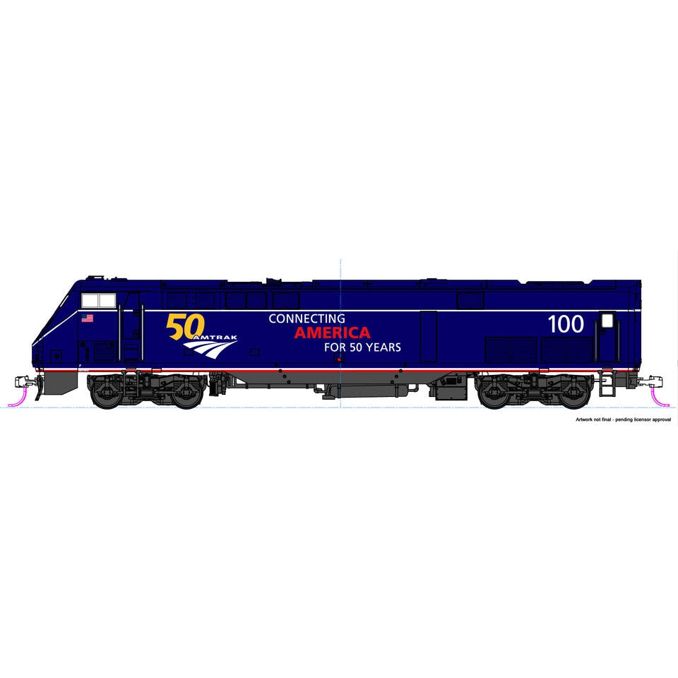 Kato HO Scale P42 Amtrak “Midnight Blue” #100 50th Anniversary Logo With Esu LokSound Sound and DCC Decoders