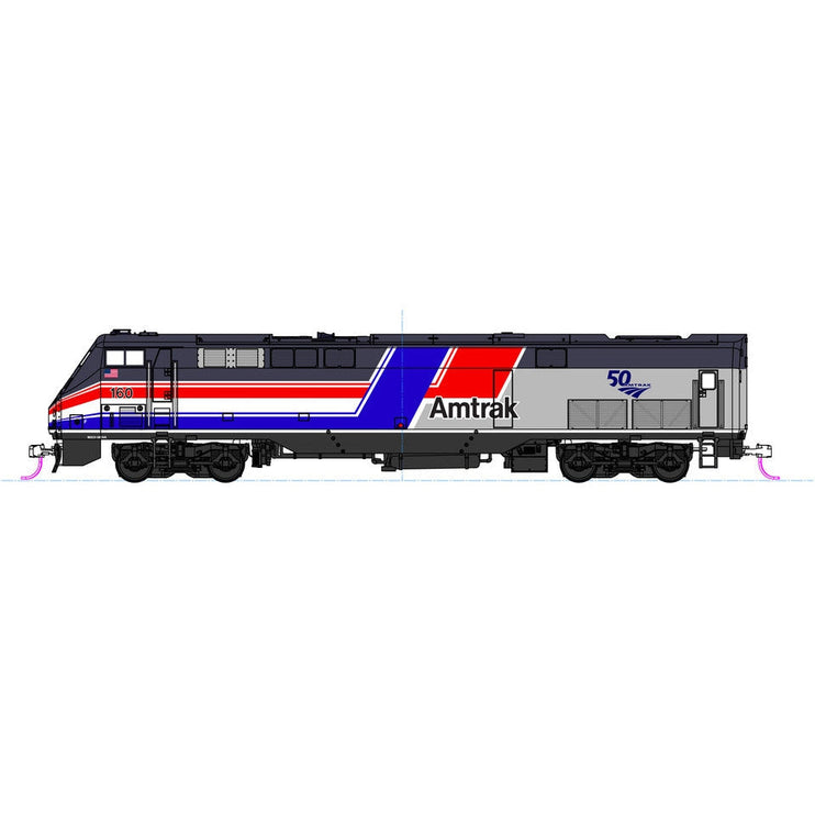 Kato HO Scale P42 Amtrak "Dash 8" Phase III #160 W/ 50th Anniversary Logo With Esu LokSound Sound and DCC Decoders