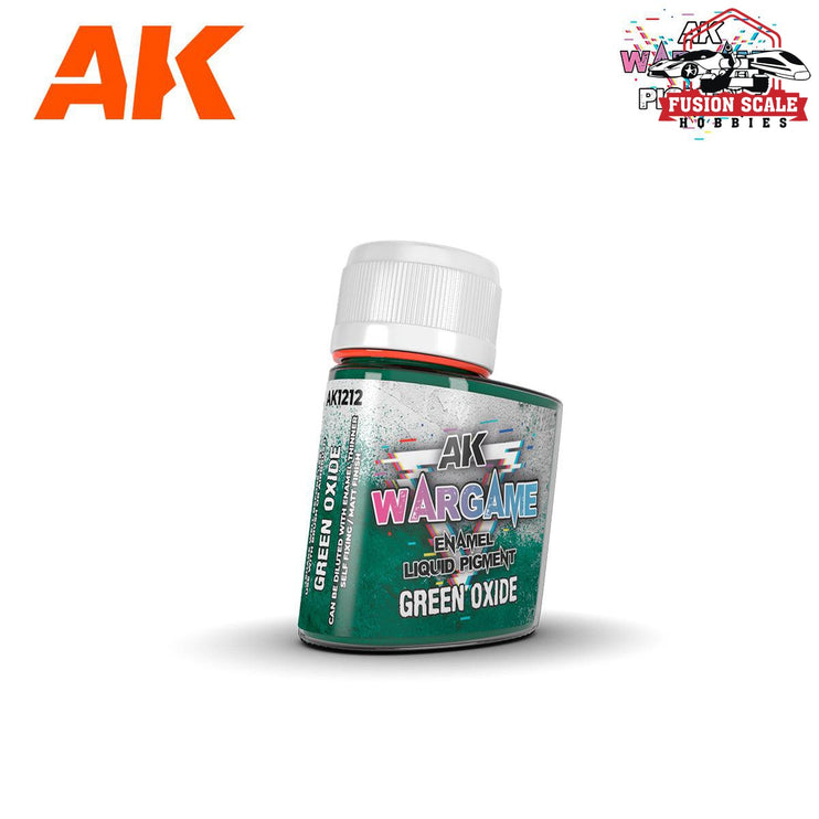 AK Interactive Wargame Enamel Liquid Pigments Green Oxide 35ml - Fusion Scale Hobbies