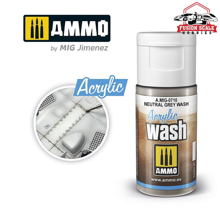 Ammo Mig Neutral Grey Acrylic Wash - Fusion Scale Hobbies