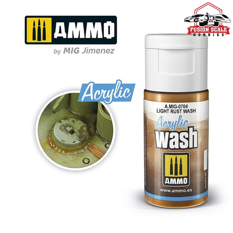 Ammo Mig Light Rust Acrylic Wash - Fusion Scale Hobbies