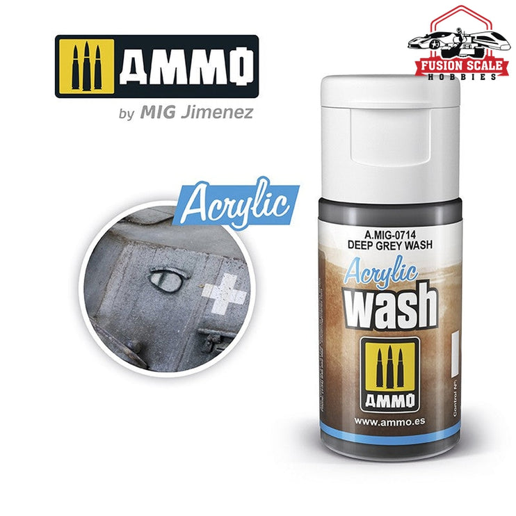 Ammo Mig Deep Grey Acrylic Wash - Fusion Scale Hobbies