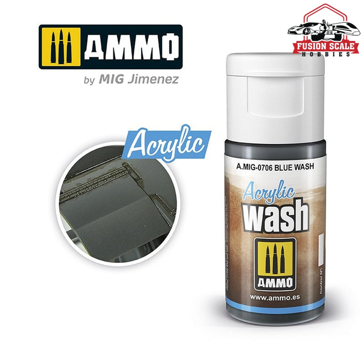 Ammo Mig Blue Acrylic Wash - Fusion Scale Hobbies