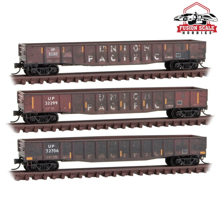 Micro Trains N Scale Union Pacific Weathered Gondola 3 Pack