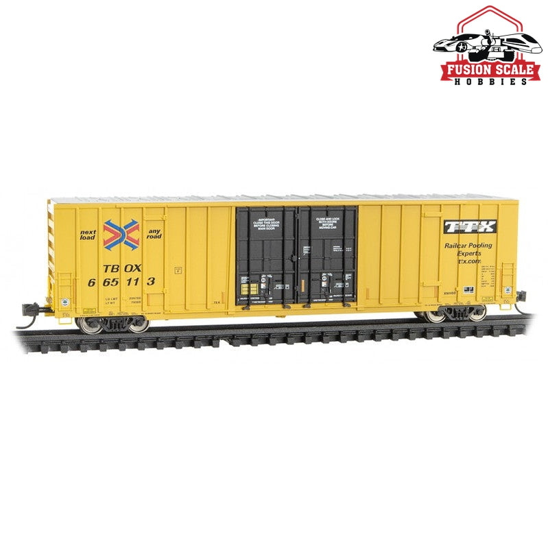Micro Trains N Scale TTX 60' Rib Side Double Plug Door High Cube Box Car 665133