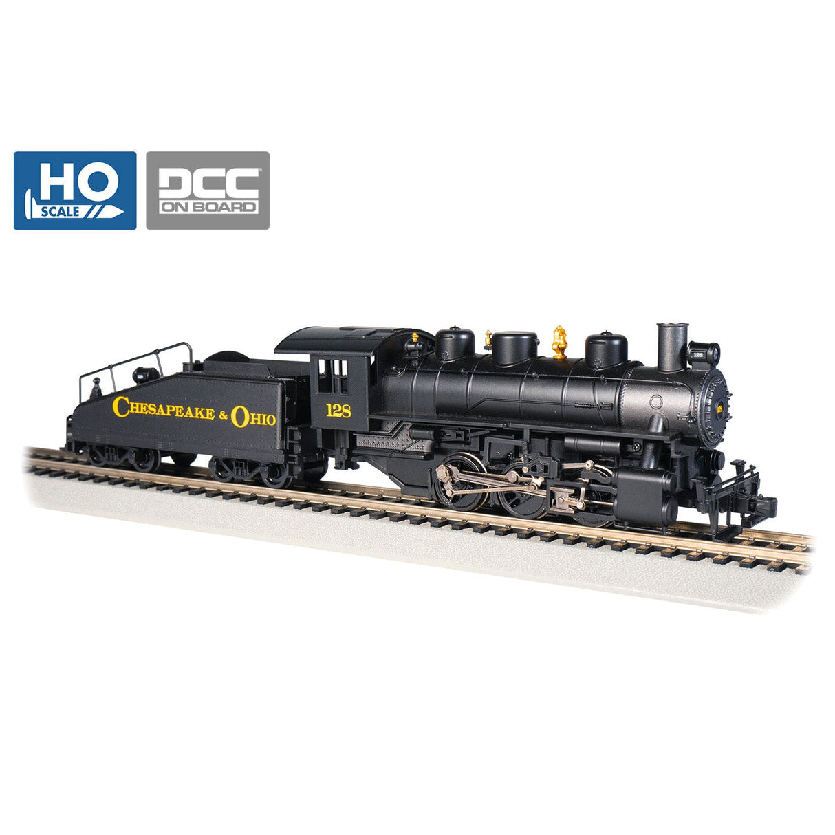 Bachmann HO 0-6-0 Steam Loco C&O #128 w/Slope Tender/Smoke/DCC