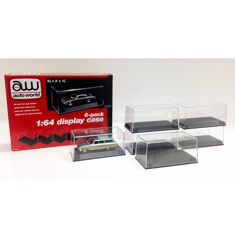 Auto World 1/64 Display Case with Black Base 6 Pack - Fusion Scale Hobbies