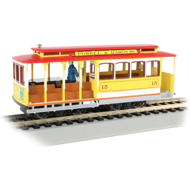 Bachmann HO Cable Car w/Grip Man/yel & red