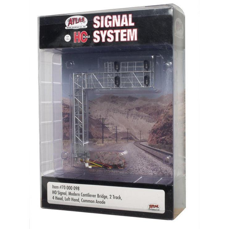 Atlas HO Signal Modern Cantilever Bridge 2 Track 4 Head Left