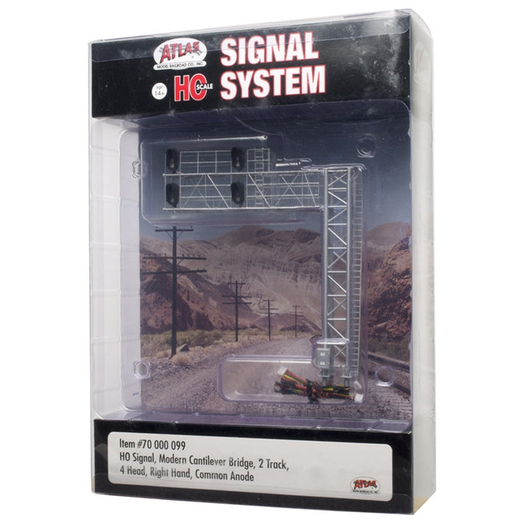 Atlas HO Signal Modern Cantilever Bridge 2 Track 4 Head Right