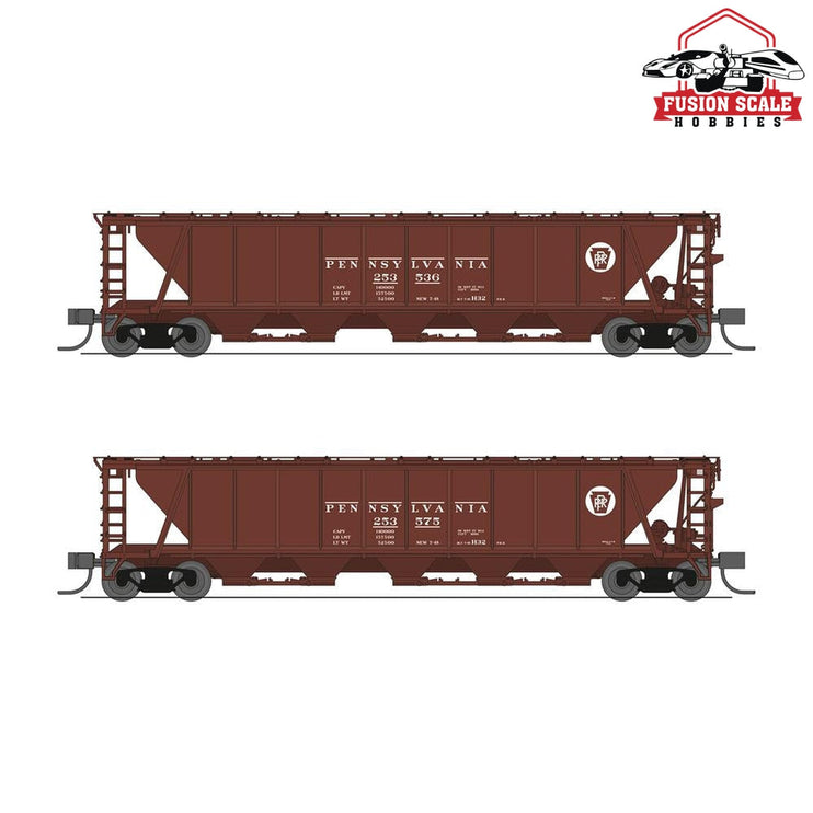 Broadway Limited N H32 Covered Hopper 2pk A PRR/Red w/White Circle Keystone