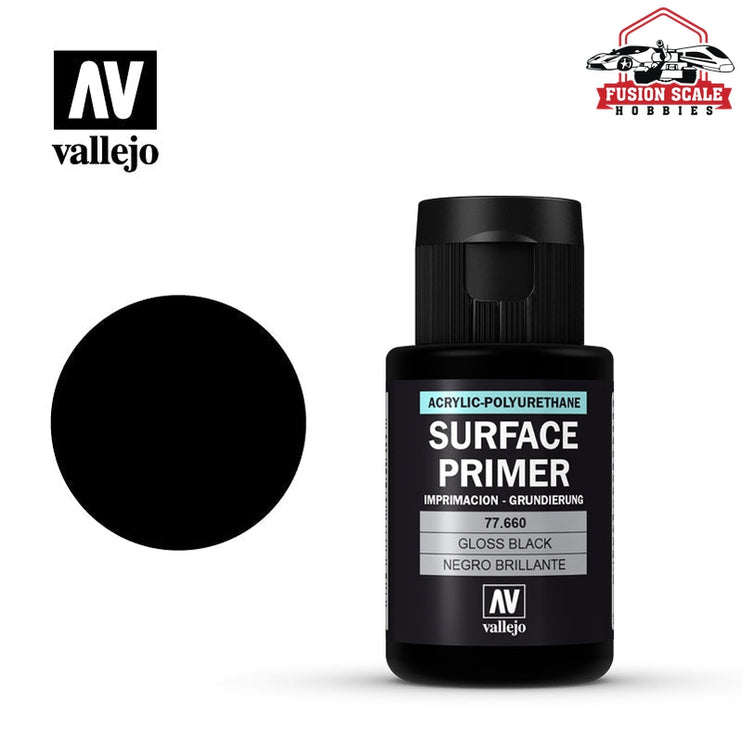 Vallejo Metal Color Gloss Black Primer 32ml Bottle VLJ77660