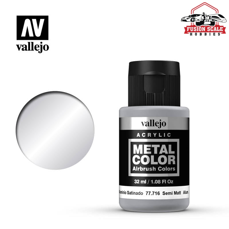 Vallejo Metal Color Semi Matte Aluminum 32ml Bottle VLJ77716